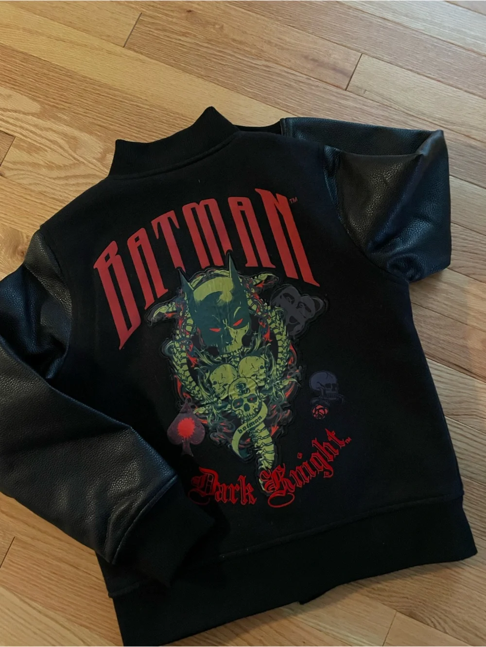 AWESOME DC Comics Batman Dark Knight Graphic Varsity Jacket boys 10-12 coat